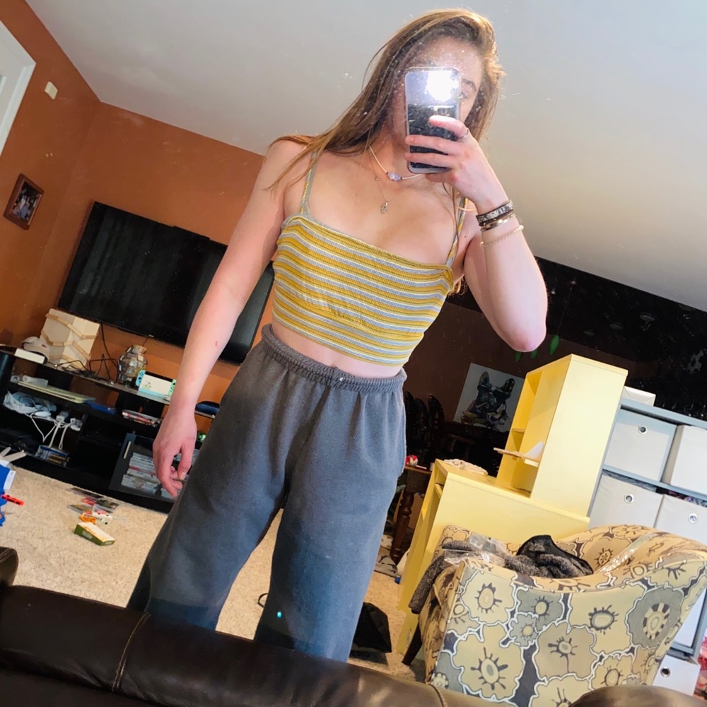 PacSun cropped tank top in orange & green - Picture 3 of 4